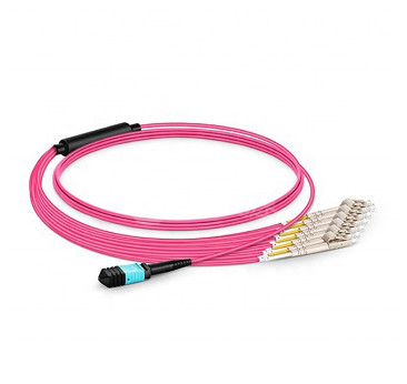 MPO Fiber Optic Jumper 24 Core MPO Trunk Cable to LC Om3 Om4 Fiber Optic Patch Cord