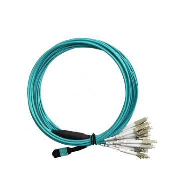 Câble optique MPO de fibre d'Aqua Color OFNP au noyau de LC 12