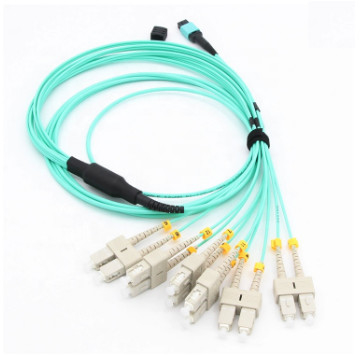 8 Core 12 Core MPO MM OM3 OM4 Female to LC 12 Core MPO MTP  Fiber Optic Patch Cord